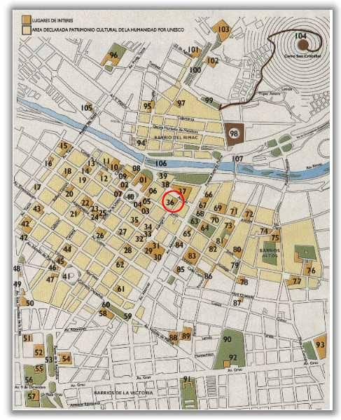Žemėlapis istorinio centro Lima