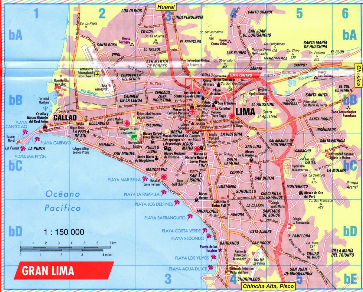Žemėlapis Lima-hop on hop off autobusą