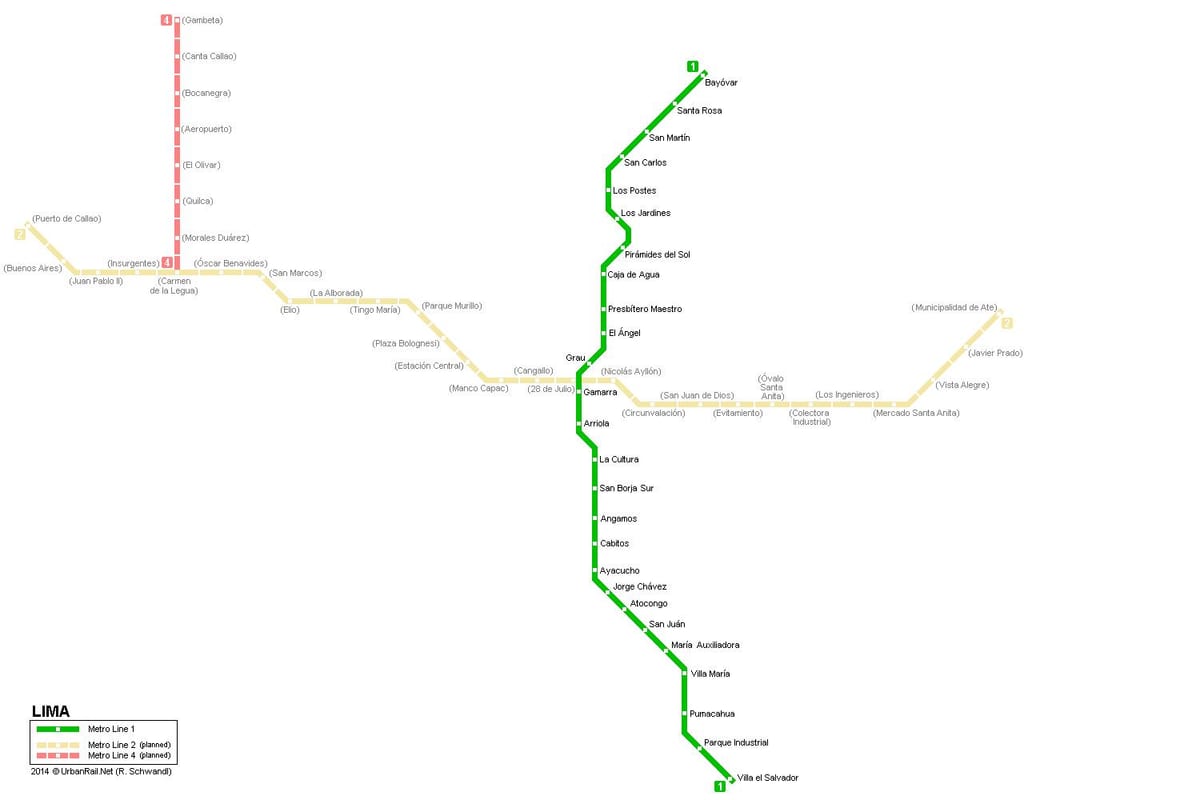 Žemėlapis Lima metro 