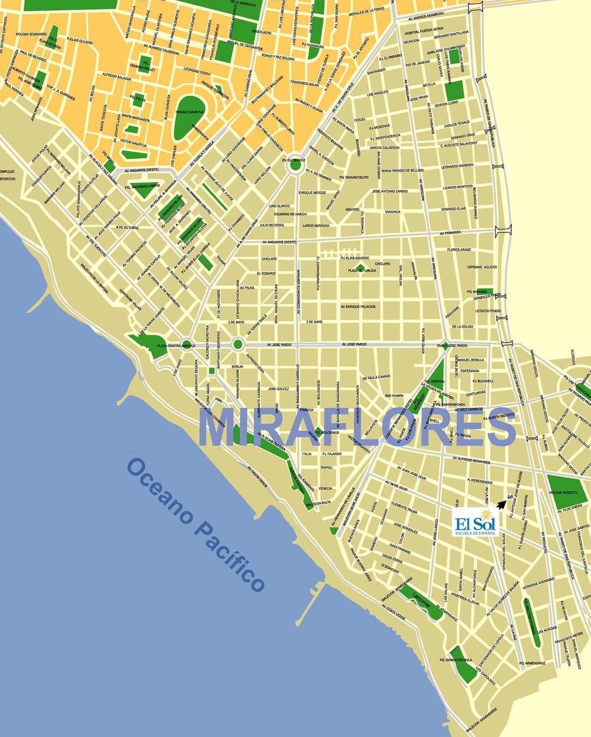miraflores Lima žemėlapyje